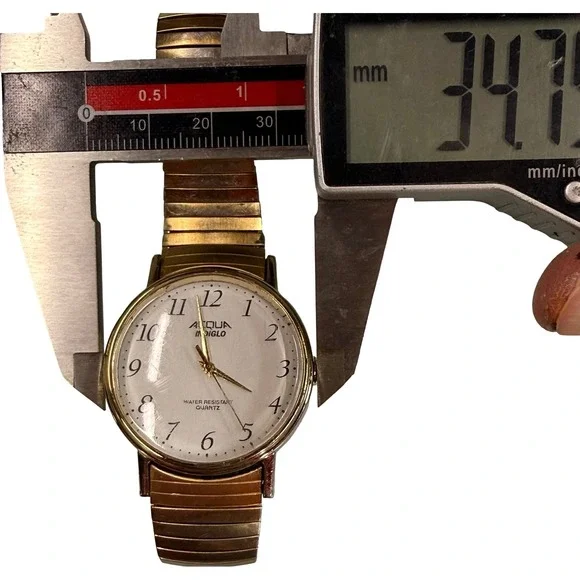 Timex Acqua Indiglo Quartz Gold Tone Stretch Band Watch Working - Picture 6 of 6